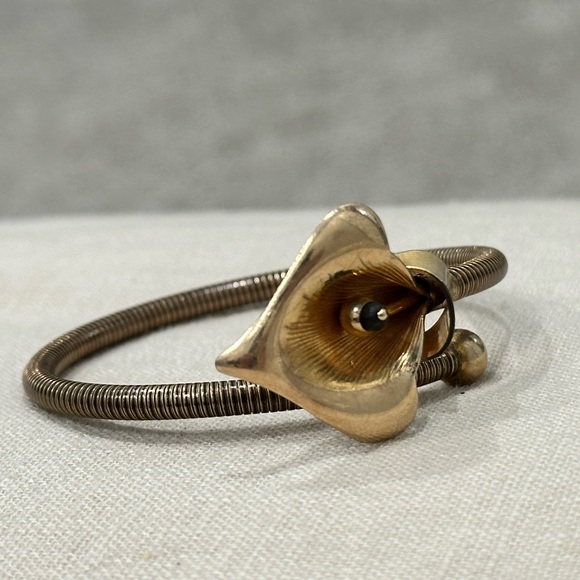 Vintage Art Deco FORSTNER Calla Lily Bracelet Snake Coil Omega Wrap - Picture 2 of 8